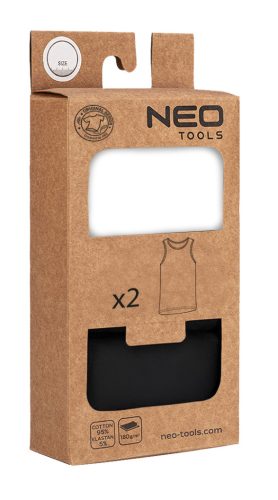 Munkavédelmi póló, fekete-fehér, ujjatlan, 95%pamut, 5%elasztán, 2db, M