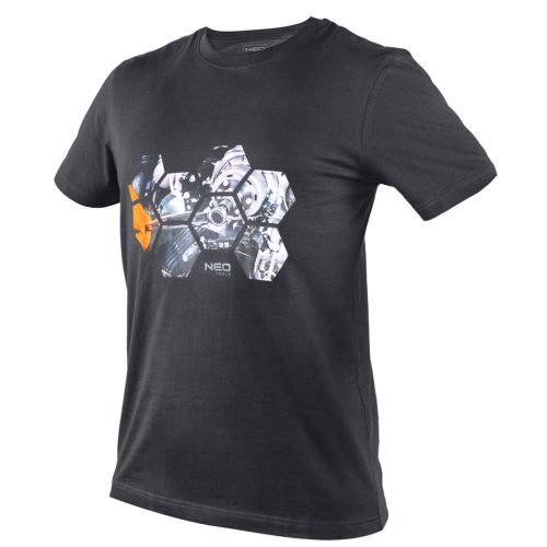 Munkavédelmi póló, hatszög grafika, autóalkatrész minta, 100% pamut, 180g/m2, XXL