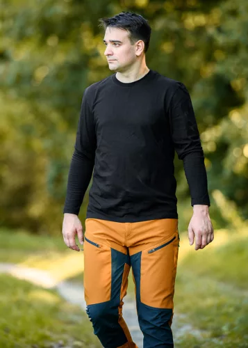 Munkavédelmi póló, hosszú ujjú, fekete, 100% pamut, XXXL