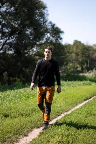 Munkavédelmi póló, hosszú ujjú, fekete, 100% pamut, XXXL
