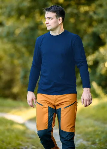 Munkavédelmi póló, hosszú ujjú, tengerészkék, 100% pamut, XXXL