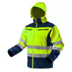   Láthatósági Munkadzseki, softshell, kapucnival, sárga,XXXL