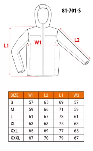 Láthatósági Munkadzseki, softshell, kapucnival, narancssárga, S