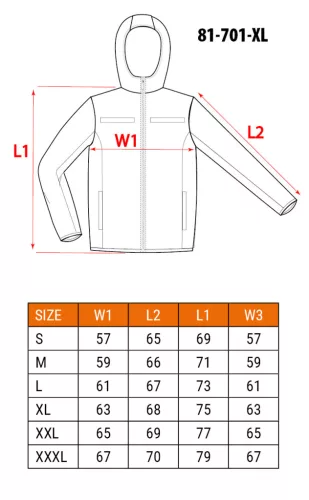 Láthatósági Munkadzseki, softshell, kapucnival, narancssárga,XL