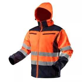   Láthatósági Munkadzseki, softshell, kapucnival, narancssárga,XXXL