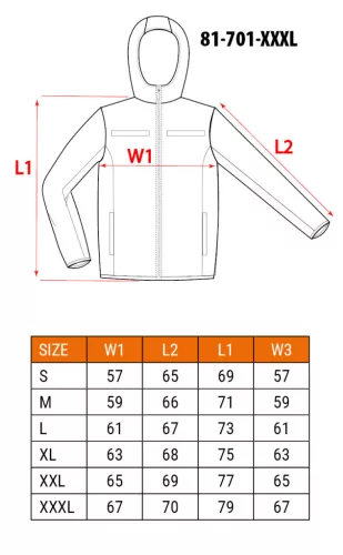 Láthatósági Munkadzseki, softshell, kapucnival, narancssárga,XXXL