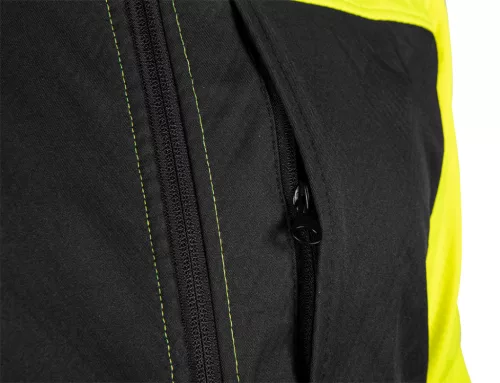 Láthatósági munkavédelmi kabát, softshell, neonsárga-fekete, M