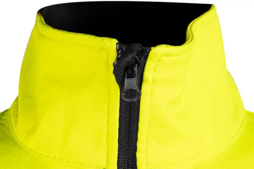 Láthatósági munkavédelmi kabát, softshell, neonsárga-fekete, S