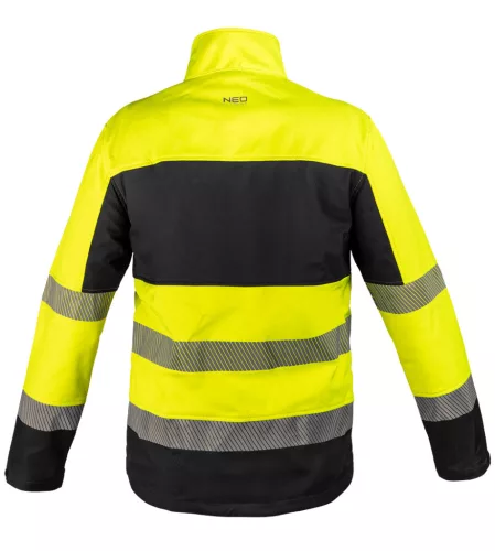 Láthatósági munkavédelmi kabát, softshell, neonsárga-fekete, S