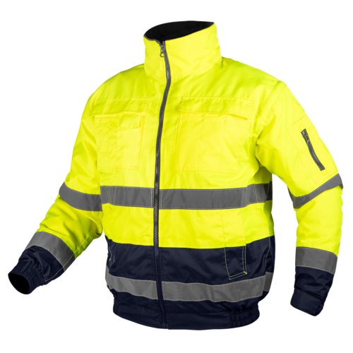 Láthatósági munkavédelmi kabát, Szigetelt, sárga, 3az1-ben, XXXL