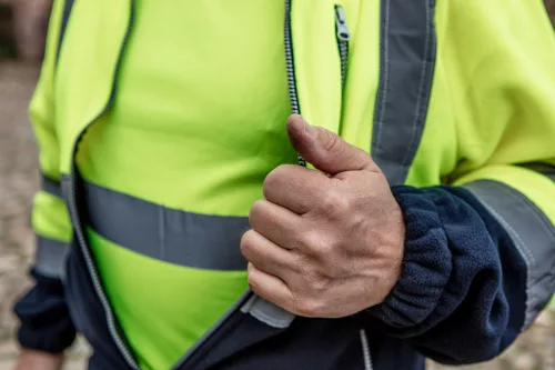 Láthatósági póló, sárga, sötét alsó résszel,XL