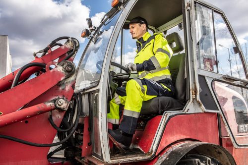 Láthatósági munkanadrág, softshell, sárga, S