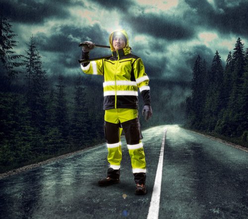 Láthatósági munkanadrág, softshell, sárga, S