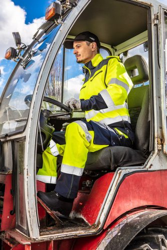 Láthatósági munkanadrág, softshell, sárga,XL