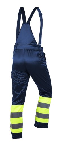Kantáros munkanadrág, lélegző, 240gsm, polyester+pamut, tengerészkék, fényvisszaverő csíkokkal, s