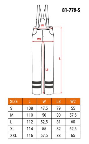 Kantáros munkanadrág, lélegző, 240gsm, polyester+pamut, tengerészkék, fényvisszaverő csíkokkal, s