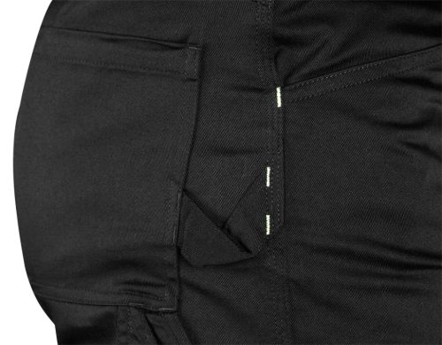Láthatósági munkásnadrág, Mix&Match, 1. oszt., 240g/m2, külső zsebek, profilozott térdbetétek, fekete-sárga, XL