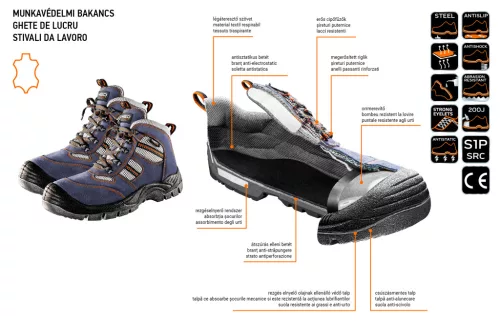 Munkabakancs, velúrbőr, 40, CE, S1P SRA