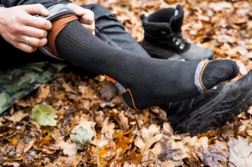 Munkazokni, hosszú, 70% pamut, 30% polyester, megerősített sarok, lélegző, 43–45