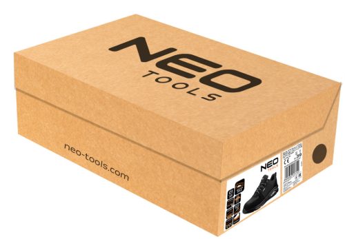 Munkavédelmi cipő, O1 SR, fekete textil-bőr, neo air, légpárnás, fémmentes, csúszásgátlós talpfelülettel, 40