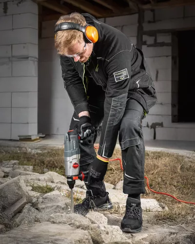 Munkavédelmi cipő, O1 SR, fekete textil-bőr, neo air, légpárnás, fémmentes, csúszásgátlós talpfelülettel, 47