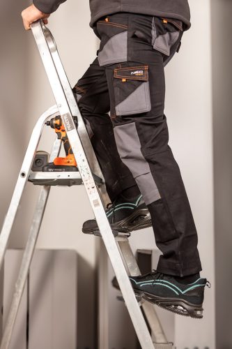 Munkavédelmi cipő, O1 SR, fekete-kék, neo air, légpárnás, fémmentes, csúszásgátló, antisztatikus talpfelület, 40