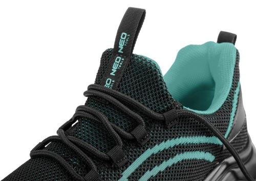 Munkavédelmi cipő, O1 SR, fekete-kék, neo air, légpárnás, fémmentes, csúszásgátló, antisztatikus talpfelület, 40