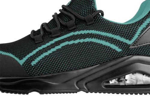 Munkavédelmi cipő, O1 SR, fekete-kék, neo air, légpárnás, fémmentes, csúszásgátló, antisztatikus talpfelület, 41