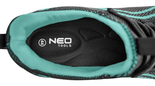 Munkavédelmi cipő, O1 SR, fekete-kék, neo air, légpárnás, fémmentes, csúszásgátló, antisztatikus talpfelület, 41