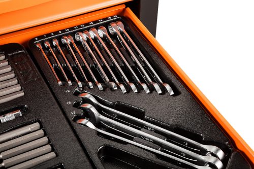 Műhelykocsi, 5 fiókos, 117db szerszámmal, 680x460x825mm, szerszámkocsi