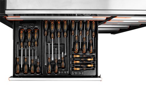 Műhelykocsi PRO, 12 fiókos, 229 szerszámmal, szerszámkocsi