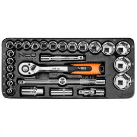   Dugókulcskészlet 1/2", 27db, 10-26mm, műhelykocsitálcával