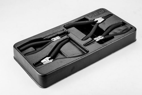 Zégergyűrű Fogókészlet, 4db, műhelykocsitálcával