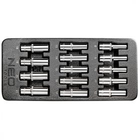   Dugókulcskészlet hosszú 1/2” 14db, 8-21mm, műhelykocsitálcával