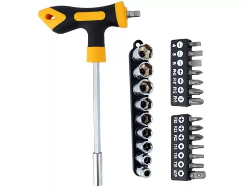 Csavarhúzó, adapter, 13 bit és 9 dugókulcs