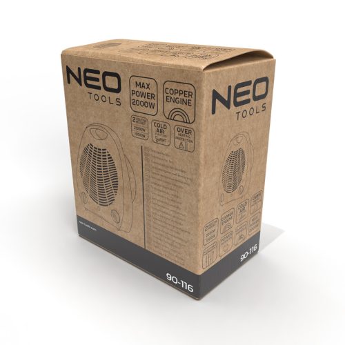 Fűtőventilátor, álló, 2 fokozatú, 1000/2000W