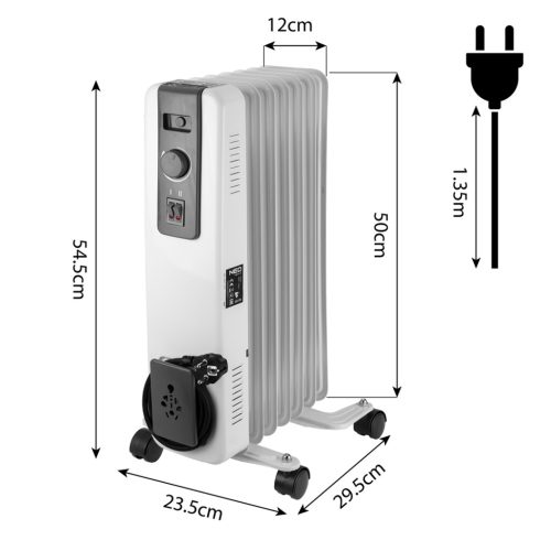 Olajradiátor, 7 bordás, 2 fokozatú, 900/1500W
