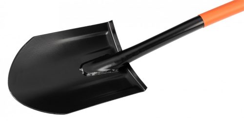 Ásólapát, hegyes, fém nyél, műanyag markolat