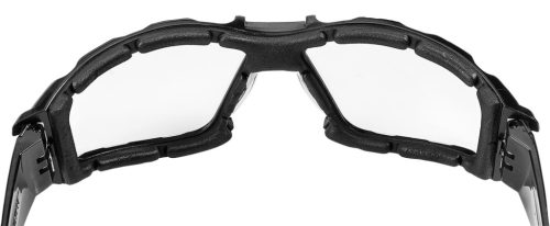 Védőszemüveg, polifoam porvédő peremmel, víztiszta lencsékkel, f osztályú ellenállósági osztályú