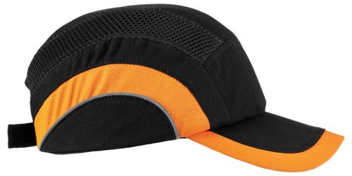 Munkavédelmi baseball sapka, merevítettl, fekete és narancssárga, ce