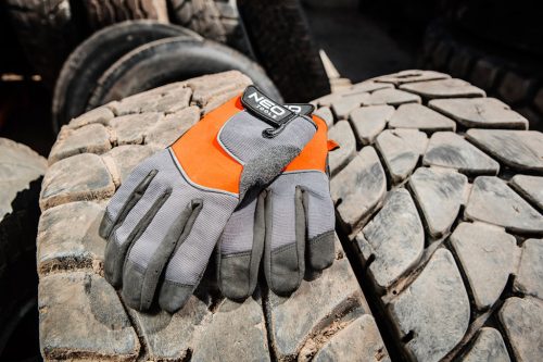 Munkakesztyű, műbőr, PVC elemek, 10"