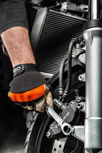 Munkakesztyű, műbőr, PVC elemek, 10"