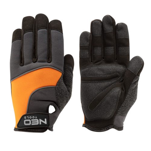 Munkakesztyű, műbőr, PVC elemek, 10"