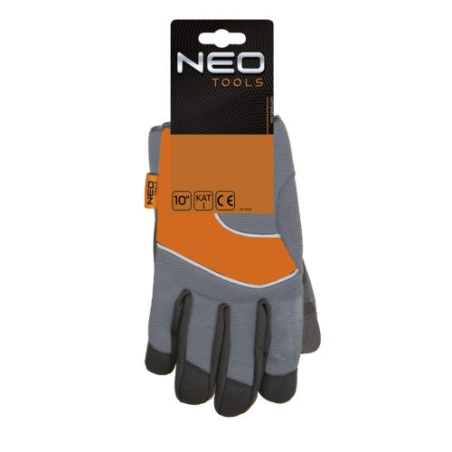 Munkakesztyű, műbőr, PVC elemek, 10"