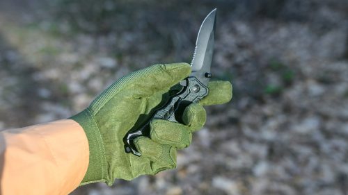 Taktikai kesztyű, szintetikus bőr, 8-as,