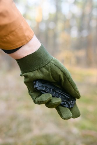 Taktikai kesztyű, szintetikus bőr, 9-es,