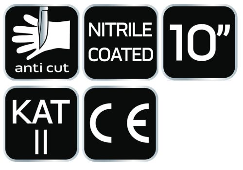 Vágásbiztos kesztyű, nitril bevonattal, 4X43D, 10"