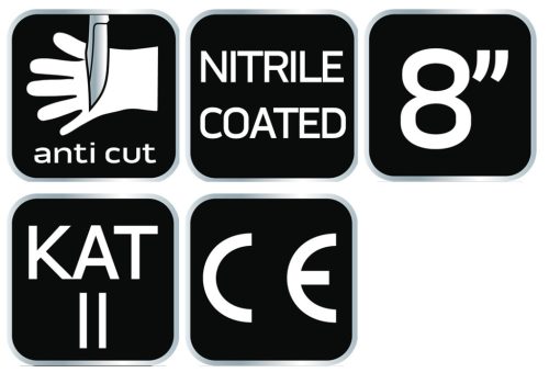Vágásbiztos kesztyű, nitril bevonattal, 4X43D, 8"