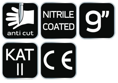 Vágásbiztos kesztyű, nitril bevonattal, 4X43D, 9"