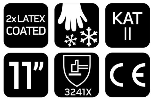 Munkakesztyű, AquaWinter, hőszigetelt, vízálló, dupla latex bevonatú poliészter, 11